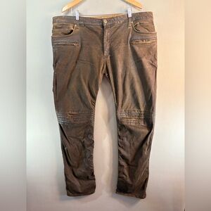 VINTAGE Robins Jeans Mens 42(44) /34Brown Motard Metallic Zipper Waxed
